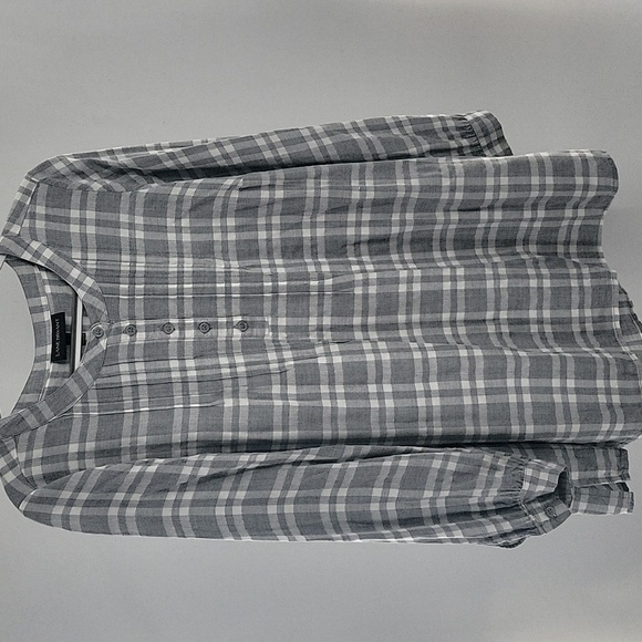 Lane Bryant Gray Checkered Button-Up Shirt - Picture 12 of 15